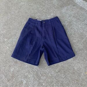 90s Vintage Navy Blue Cotton Pleat Shorts 4 6 Womens Northern Reflections Preppy